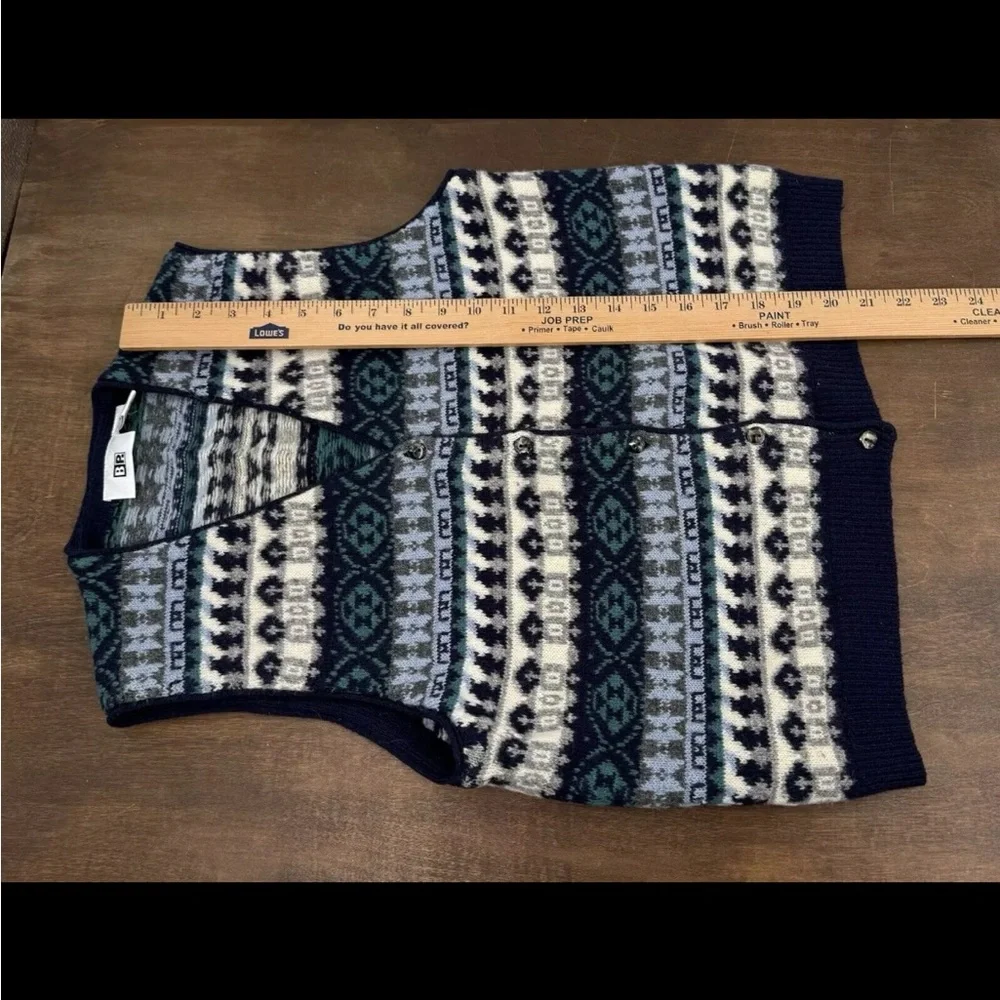 Vintage BP Nordstrom Sweater Vest Fair Isle Multi Striped Lambswool Medium - Picture 6 of 8